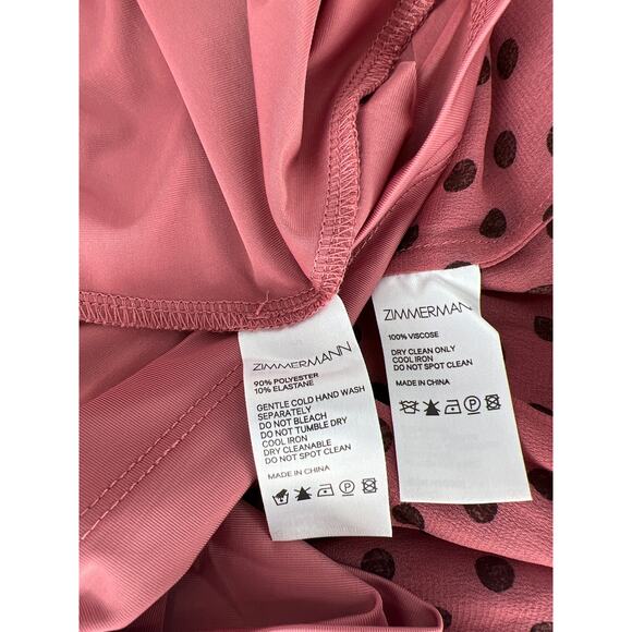 Zimmermann Polka Dot Bow Chiffon Mini Dress in Burgundy - Picture 14 of 14